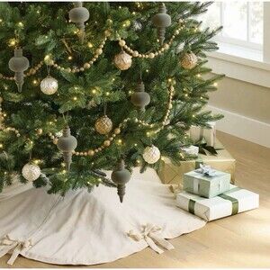 Velvet Bow Christmas Tree Skirt Cream - Threshold designed with Studio McGee NEW